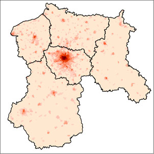 Densités d'habitants le jour 